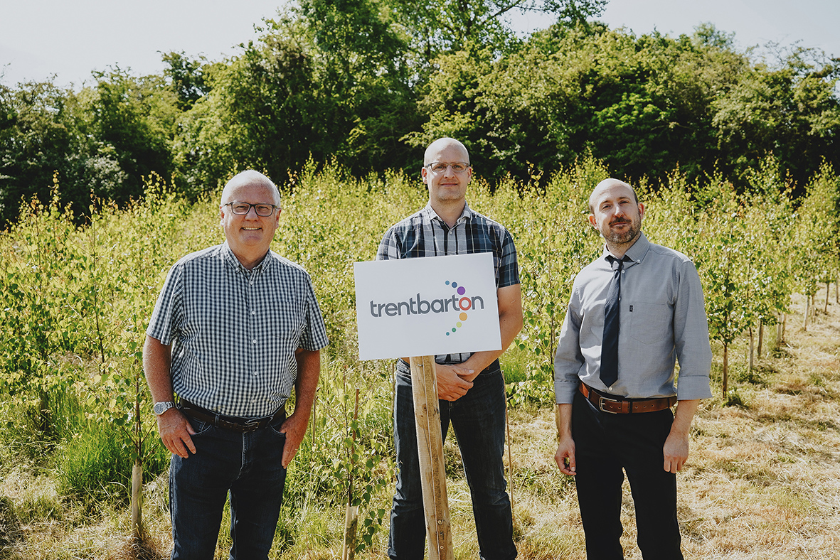 Co-Treetment directors Simon Evans and Darrell Taylor with trentbarton’s Matt Newton and our trees. 